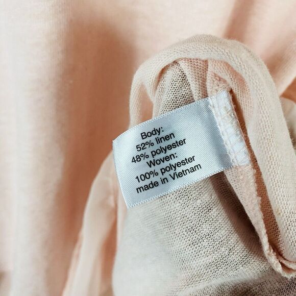 Lane Bryant Plus Size 18 20 Linen Blend Chiffon Trim V-Neck Top Pink - Picture 4 of 5